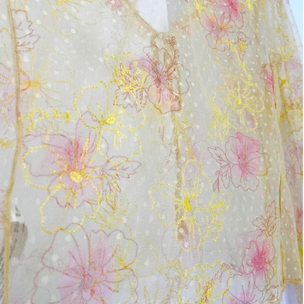 Free People Intimately Postcards from Paris Mesh Embroidered Top Blouse NWOT - Picture 10 of 13